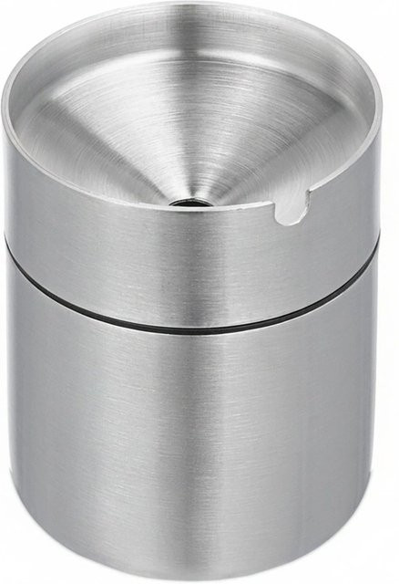 Relaxdays Aschenbecher mit Deckel aus Edelstahl in Silber, Durchmesser: 8,5 cm, Höhe: 7 cm - Bild 1