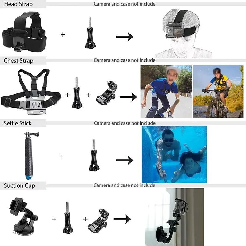 GoPro Action Camera Zubehör-Set für Hero 12, 11, 10 und 9 inklusive schwarzer Tragetasche, wasserdichtem Gehäuse und Stativ-Set - Bild 3