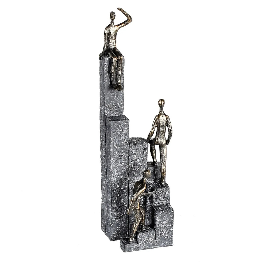 Gilde Skulptur Climbing in Bronzefarben und Grau, moderne Tischdekoration, Höhe: 39 cm, Breite: 10 cm, Tiefe: 10 cm - Bild 2