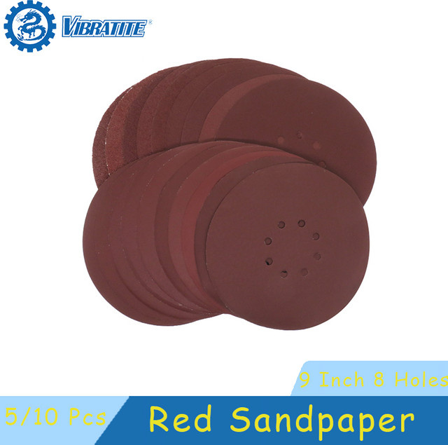 Vibratite Klett-Schleifscheiben Rot, 8-Loch Schleifpapier für Trockenbauschleifer und Holzmöbel, Durchmesser: 22,5 cm - Bild 1