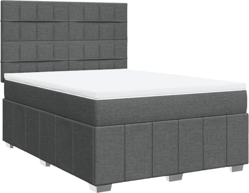 vidaxl Boxspringbett mit Matratze aus Stoff in Dunkelgrau B/T/H: 140 x 190 cm - Bild 1