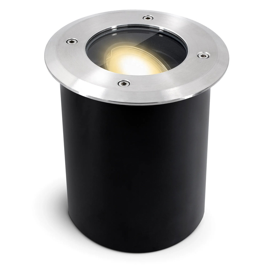 SSC-LUXon Juavi Bodeneinbaustrahler Außen Silber aus Edelstahl, schwenkbar, IP67, mit GU10 LED 6W Warmweiß - Bild 2