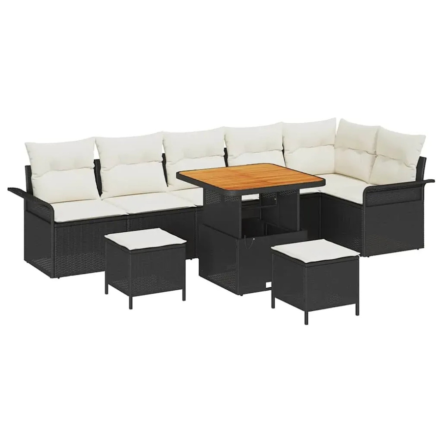 vidaXL Garten-Sofa-Set 9-teilig aus Poly-Rattan in Schwarz - Bild 2