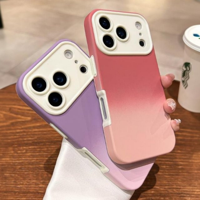 Stoßfeste Flüssigsilikon Handyhülle von lolozzx mit Bonbonfarben-Gradient für iPhone 17, 16, 15 Pro Max und Pro in Multicolour - Bild 1