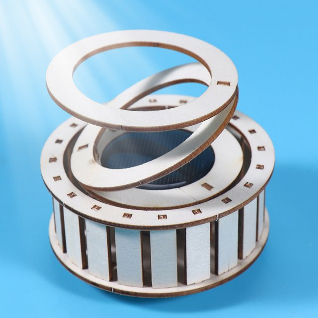 soulbao DIY Solar Rotierenden Doppel Ring Spielzeug, Natur, Holz - Bild 1
