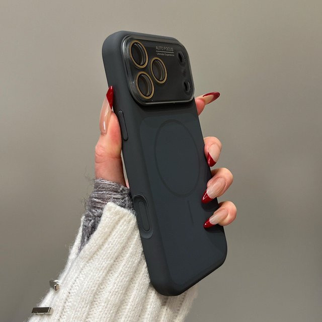 YULIN Magnetische Flüssigsilikon Hülle für iPhone 17 Air, 16 und 15 Pro Max mit Linsenschutzabdeckung, Grau - Bild 1