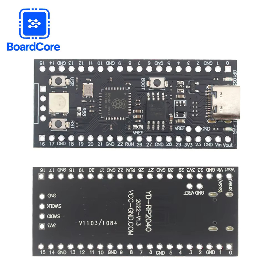 RP2040 Core Board mit USB-C Port für Raspberry Pi Pico, kompatibel mit MicroPython, Schwarz - Bild 3