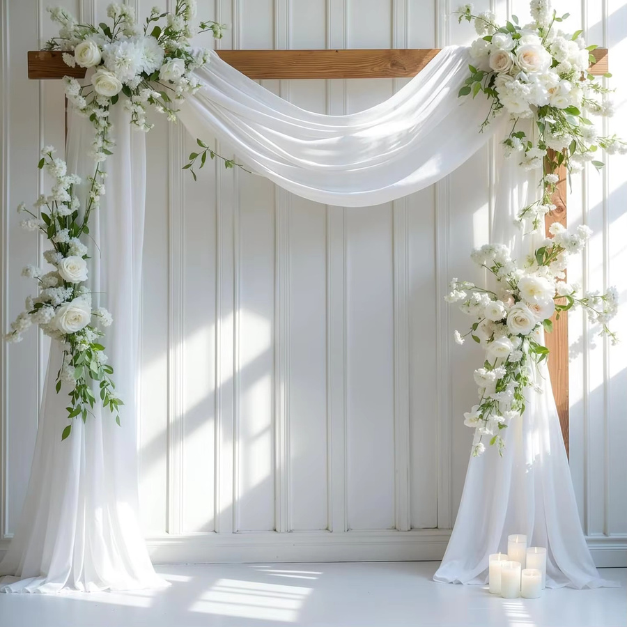 Transparenter Chiffon-Stoff in Weiß für Hochzeitsbögen und Dekorationen, Breite: 75 cm - Bild 2