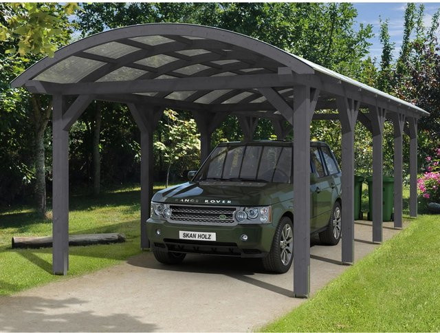 Skan Holz Carport Franken Bogendach Schiefergrau B/T: 376 x 969 cm, Höhe: 293 cm - Bild 1