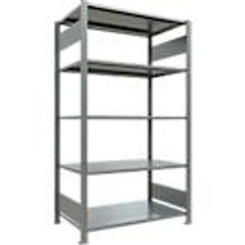 Schulte Lagertechnik Büro-Steckregal MultiPlus150 Grundregal, 5 Fachböden, verzinkt, Silbergrau, B: 100 cm, T: 60 cm, H: 180 cm - Bild 3