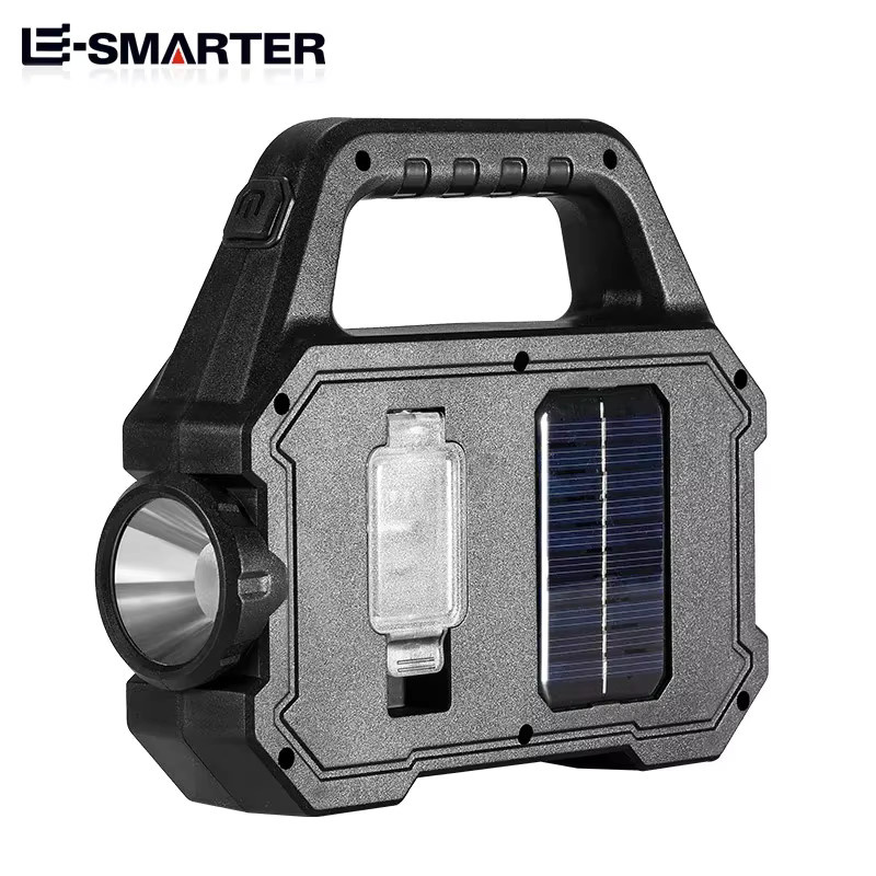 ESMARTER Solar Taschenlampe mit COB-LED, zoombar und wasserdicht, Schwarz - Bild 2