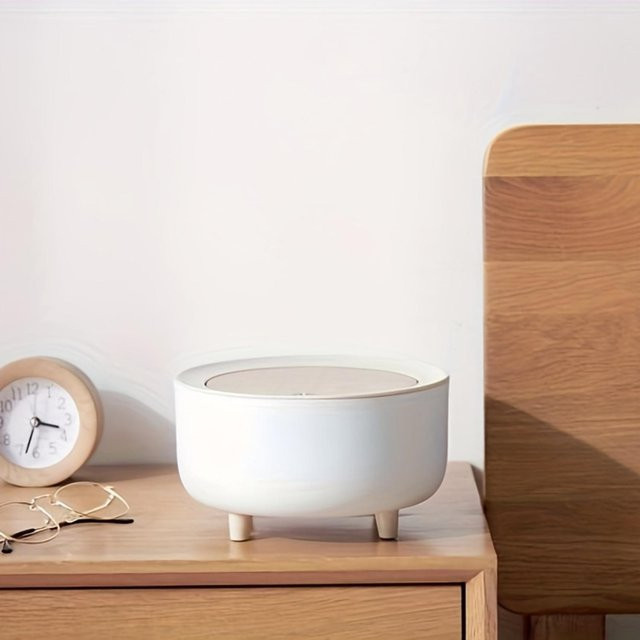 Schreibtisch-Mülleimer mit Deckel und Touch-Verschluss, 2L Büro-Abfalleimer in Weiß - Bild 1