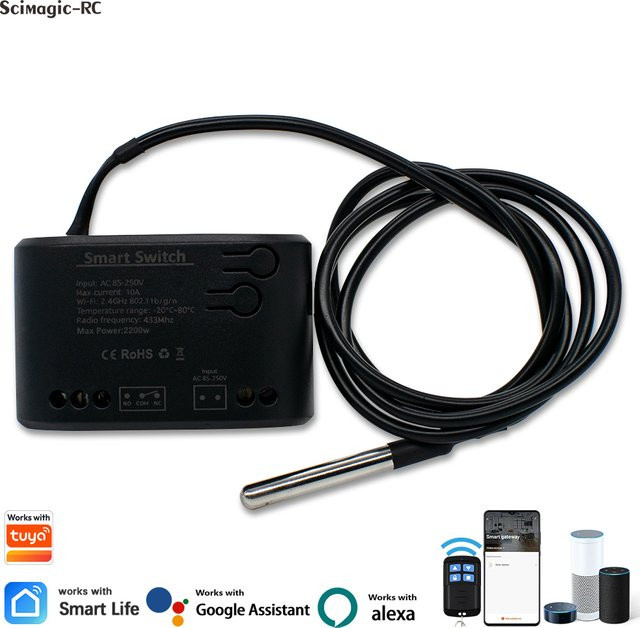 Tuya Smart Temperatur Wifi Schalter Scimagic-RC 10A 2000W Intelligentes Thermostat mit Alexa und Google Home Kompatibilität in Schwarz - Bild 1