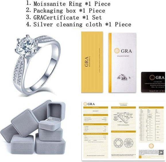 Wucifang Jewelry Ring 925 Silber, Diamant, Brillant, Damen - Bild 1