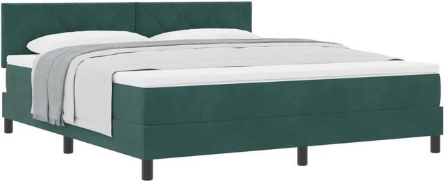 vidaXL Boxspringbett mit Matratze in Dunkelgrün aus Samt, B/T: 180 x 200 cm - Bild 1