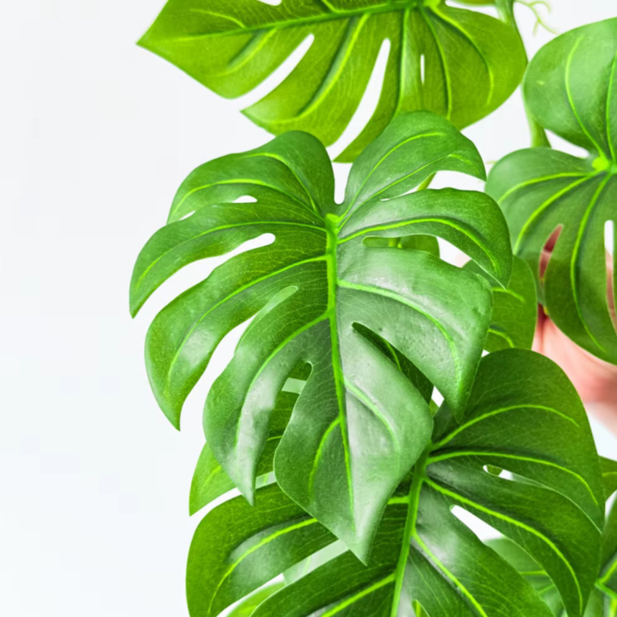 Künstliche Monstera Hängepflanze von Kmitang in Grün, tropische Ranken aus Kunststoff, Höhe: 180 cm - Bild 2