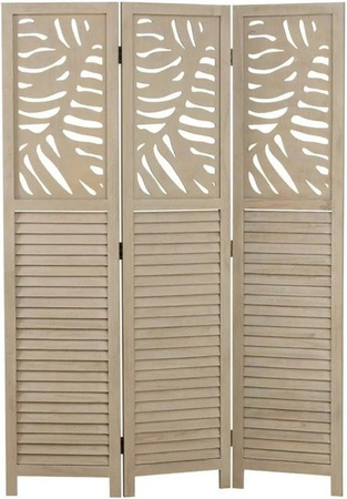 Homestyle4u 3-tlg. Paravent aus Holz in Braun und Beige mit dekorativem Muster, B: 120 cm, H: 170 cm
