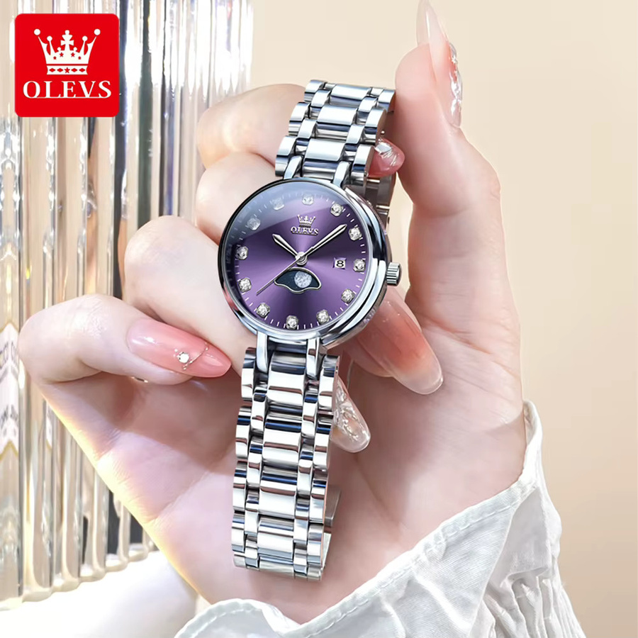 OLEVS Armbanduhr, Quarz, Edelstahl, Diamant, Damen, Silber - Bild 2