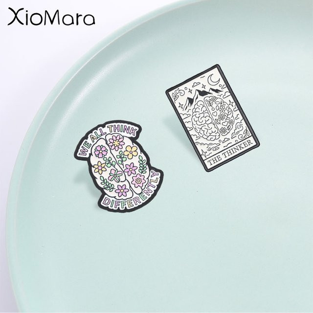 Creative Brain Pin Floral Enamel, Unisex - Bild 1