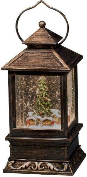 Konstsmide LED Schneelaterne eckig in Braun mit warmweißem Licht, Höhe: 22 cm - Bild 3