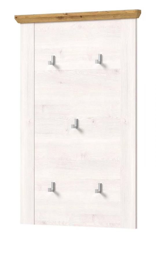 Garderobenpaneel Mirano von Inn.Furn in Weiß Lärche im Landhausstil mit 5 Kleiderhaken, Breite: 68 cm - Bild 3