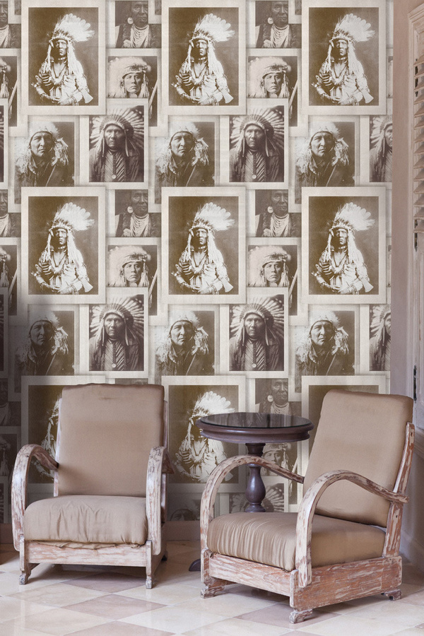 MINDTHEGAP Tapete Indian Chiefs Mural in Braun, Non-Woven, B/H: 520 x 300 cm - Bild 1