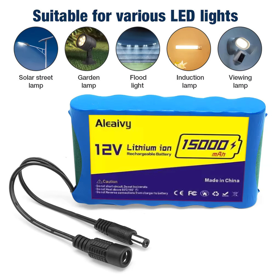 Aleaivy 12 V Lithium-Ionen-Akku 15000 mAh mit 3S2P-Schutzplatine und 12,6-V-Ladegerät in Blau - Bild 2