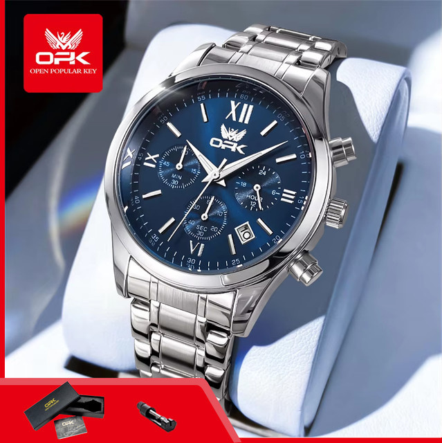 OPK Chronograph, Quarz, Edelstahl, Blau, Herren - Bild 1