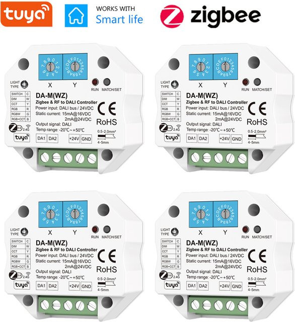 CENFAYA Tuya Smart Zigbee RF DALI Konverter Dimmer Controller für RGBW CCT LED Streifen mit 4-Zonen Fernbedienung, kompatibel mit Smart Life App, Amazon Alexa und Google Assistant - Bild 1