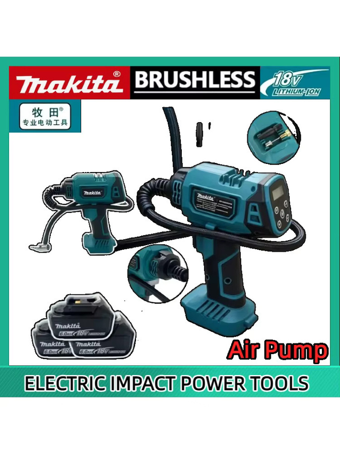 Makita Elektrische Luftpumpe Inflator als automatischer Luftkompressor für 18V Akku in Petrol - Bild 7