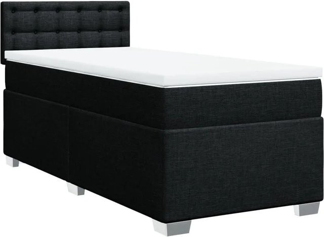 vidaXL Boxspringbett Hybrid mit Matratze und Kopfteil Schwarz B/T/H: 90 x 200 x 100,5 cm - Bild 1