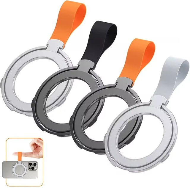 KAFNHCKA Magnetischer Handyhalter für Auto und Schreibtisch in Schwarz – Universelle Smartphone-Halterung mit MagSafe-Kompatibilität und Fingerring-Ständer für iPhone 17, 16, 15, 14, 13 - Bild 1