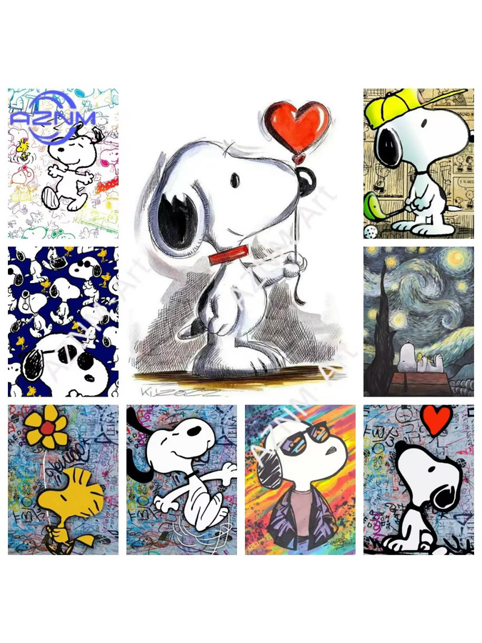 KAYOU Snoopy Diamond Painting Set mit Kawaii Hund Motiv in Multicolour als Graffiti Comic Kunst Stickerei zur Heimdekoration oder als Kindergeschenk - Bild 2