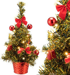 CASARIA Weihnachtsbaum künstlich konisch in Rot und Grün mit elektrischer Lichterkette und Timer, Höhe: 36 cm - Bild 1