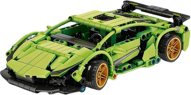Grüne Supercar Bausteine, Technic Rennmodell, mit goldenen Rädern, ab 3 Jahren - Bild 1