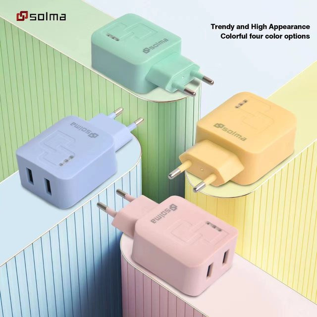 Solma 2-Port USB Wandladegerät mit EU-Stecker für iPhone, Android und Kameras - Bild 1