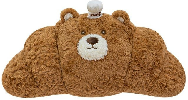 Plüschkissen Cartoon Croissant Koch Bär in Braun, weiches Brotförmiges Kuscheltier als Sofadekissen für Kinder, Höhe: 70 cm - Bild 1