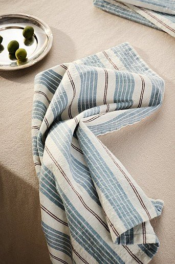 KJELL Serviette 4er-Pack aus Baumwolle gestreift blau B/B: 45,0 x 45,0 cm - Bild 1
