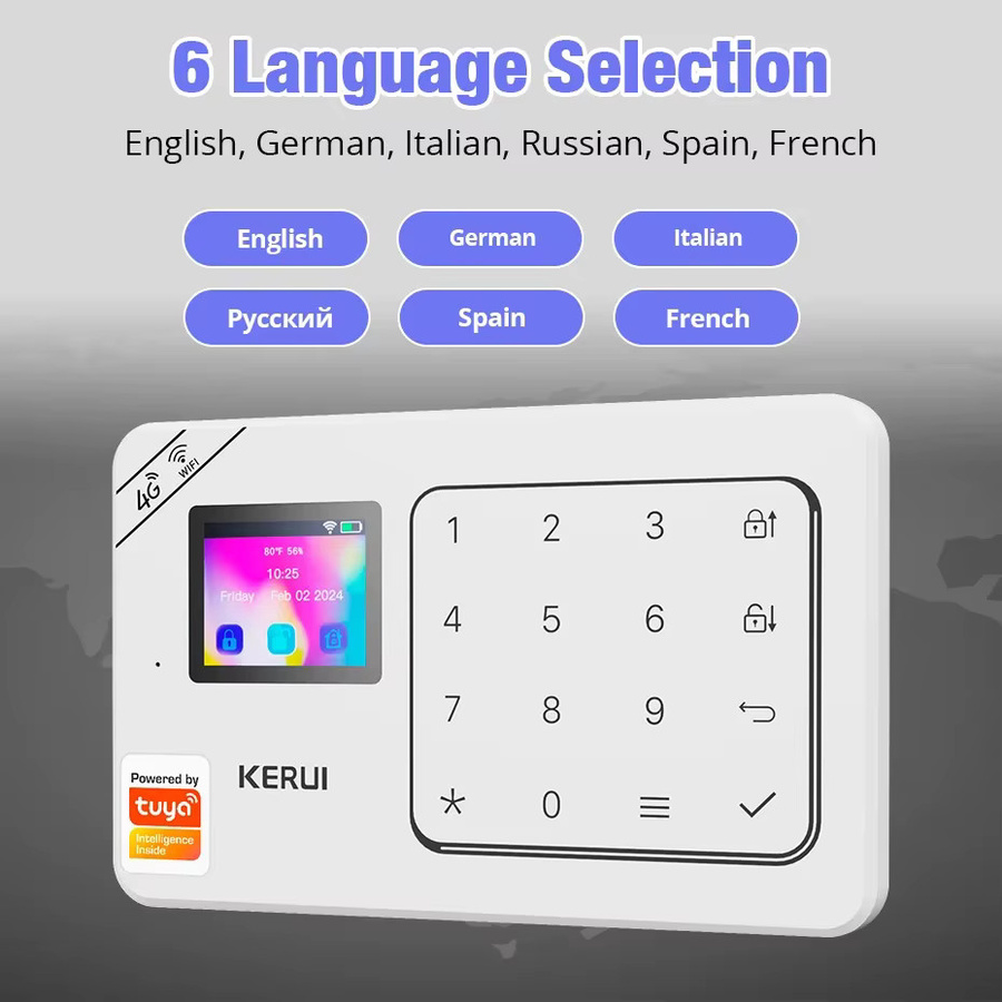 KERUI Home Alarm System W184 Tuya Smart Home Sicherheitssystem mit 4G/WiFi, Alexa-Unterstützung und PIR Bewegungssensor, Weiß - Bild 4