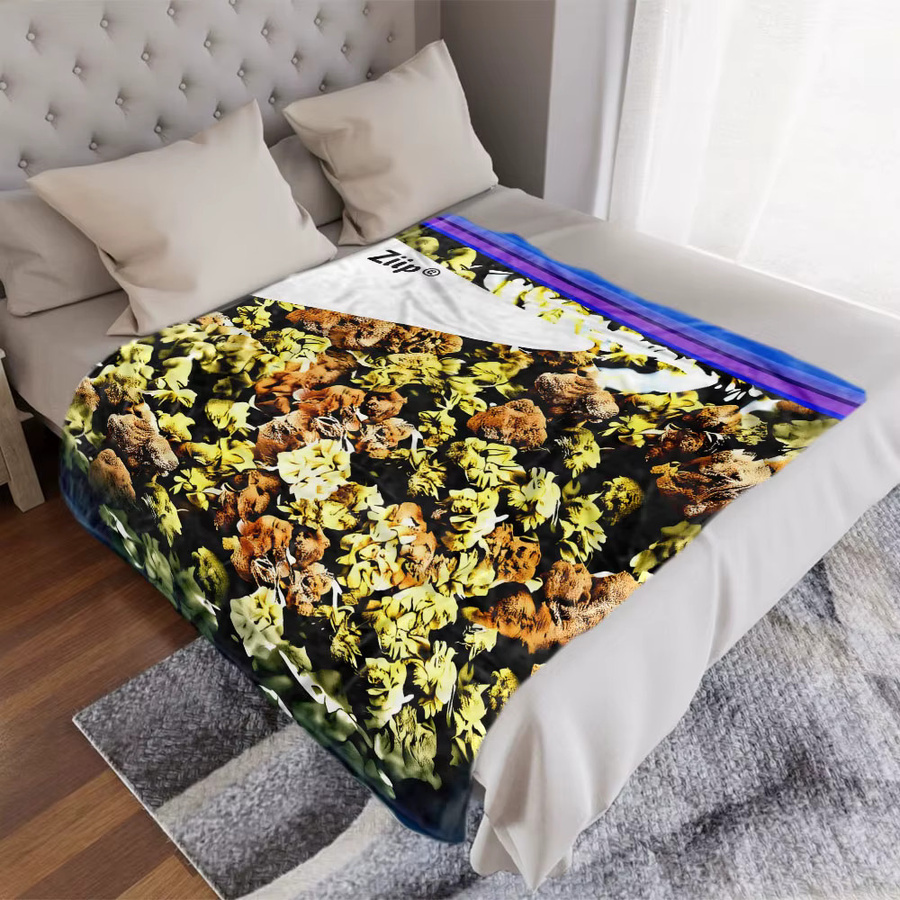 Plant Art Fleece-Decke mit floralem Muster in Grün und Gelb - Bild 4