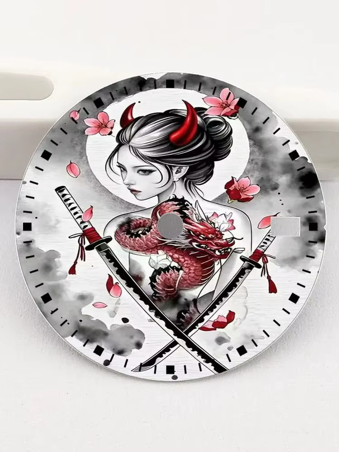 Uhrenzubehör Zifferblatt Female Samurai Element, 28,5 mm, NH35-Uhrwerk - Bild 3