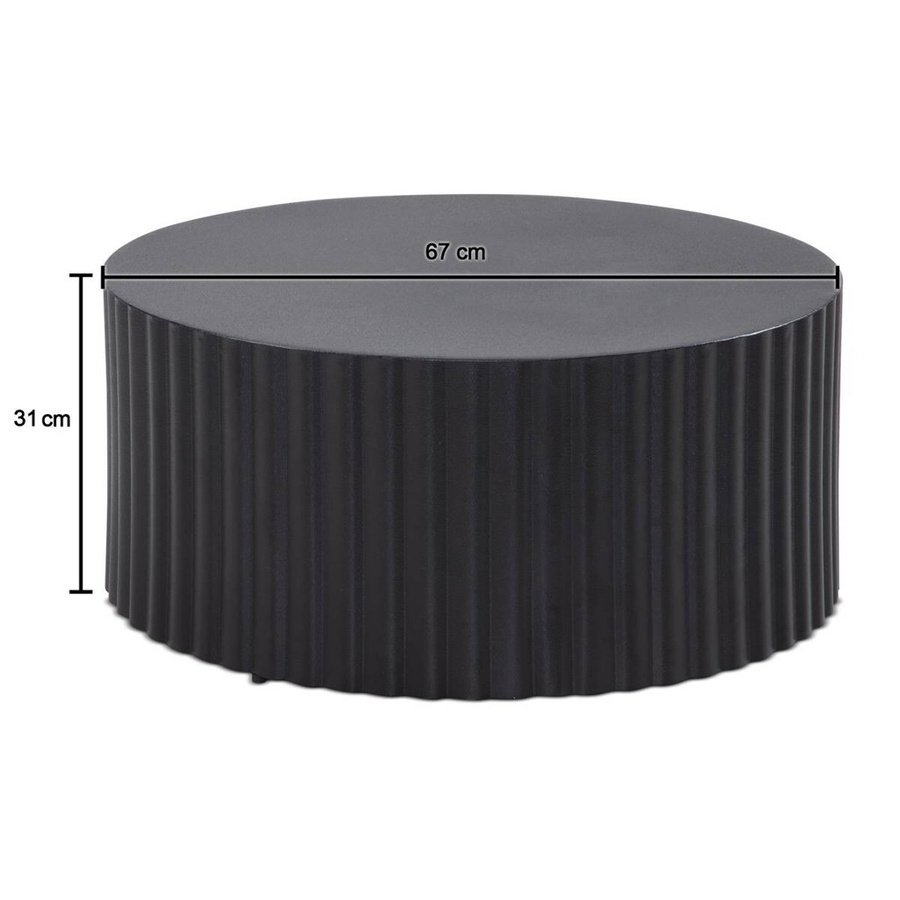 Runder Couchtisch von Wohnling in Schwarz mit Lamellenoptik aus pulverbeschichtetem Eisen, B/T/H: 67 x 67 x 31 cm - Bild 3
