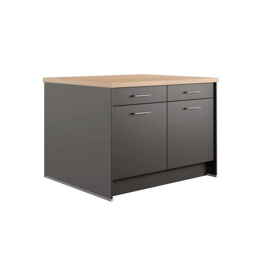 Kücheninsel Impuls Küchen IBZ4123I3 in Grafit mit modernem Design und Soft-Close-Türen, Breite: 123,4 cm - Bild 2