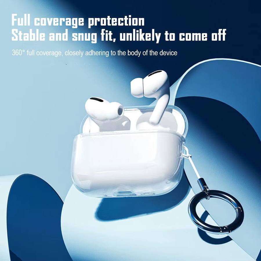 Transparente Silikon-Schutzhülle für Apple AirPods Pro 3 mit Karabiner, wasserdicht und staubdicht - Bild 5