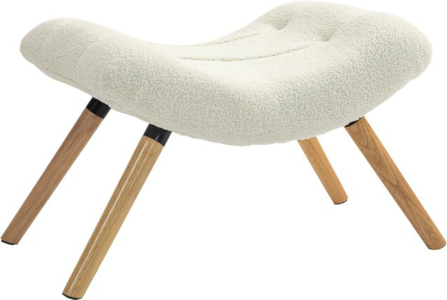 HOMCOM Sitzhocker und Fußhocker aus Berberfleece-Stoff in Cremeweiß, B/T/H: 60,5 x 45 x 38 cm - Bild 1
