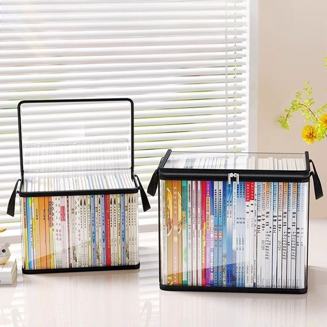 Staubdichte transparente Buch-Aufbewahrungstasche als faltbarer Desktop-Organizer für Zuhause und Schule - Bild 1