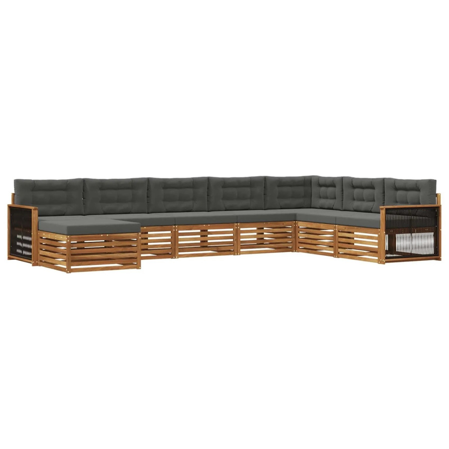 vidaXL Outdoor-Sofagarnitur L-Form aus Akazienholz mit 8 Kissen in Anthrazit und Natur - Bild 2