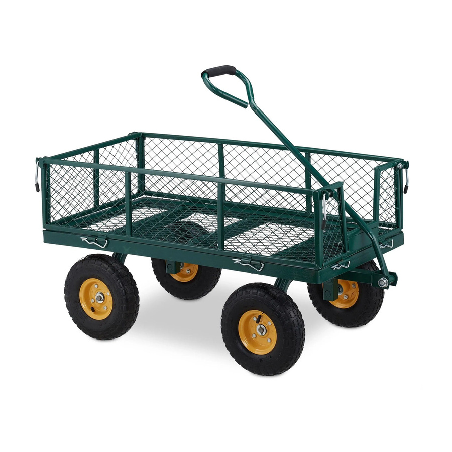 Relaxdays Gartenwagen aus Stahl in Dunkelgrün mit Luftbereifung, Belastbarkeit bis 250 kg, B/T/H: 107 x 53,5 x 54 cm - Bild 2