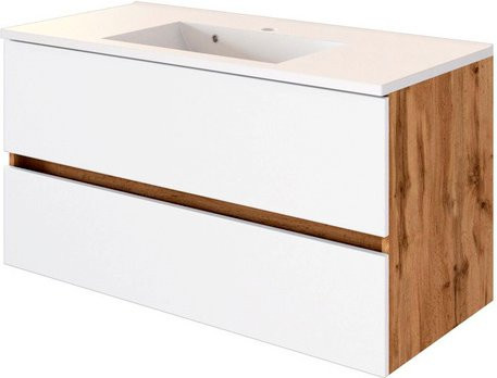 HELD MÖBEL Waschtisch Lucca in Weiss, modern und wandmontiert, B/H/T: 100 x 54 x 47 cm - Bild 1