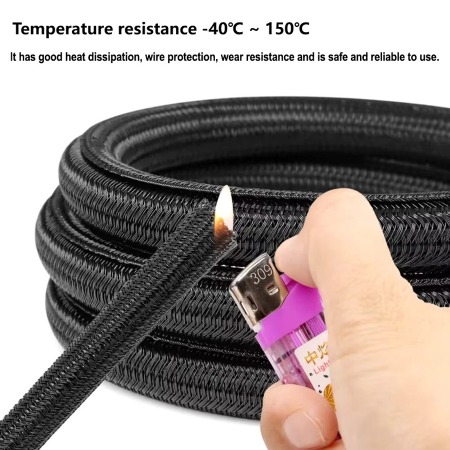 Split-Kabelhülse aus PET in Schwarz, geflochtene isolierte und selbstschließende Ummantelung für USB-C und Stromkabel, 6mm bis 50mm - Bild 6